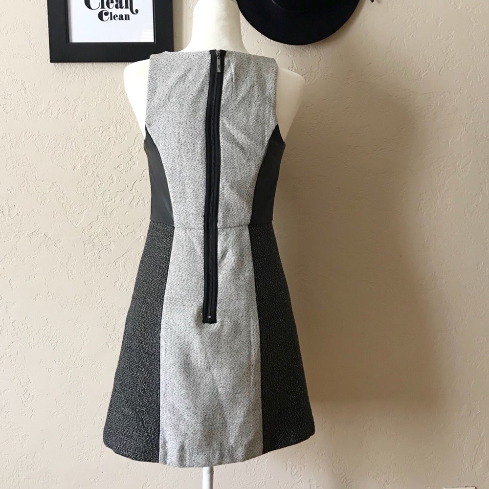 KENSIE Faux Leather Colorblock Tweed Dress - Picture 5 of 7